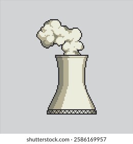 Pixel art illustration Cooling Tower. Pixelated Nuclear Tower. Nuclear Cooling Tower Power Icon pixelated for the pixel art game and icon for website and video game. old school retro.