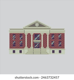 Pixel ilustración de arte Corte. Pixelated Court. Court Building pixelado para el juego de pixel art y el icono para el Sitio web Video y