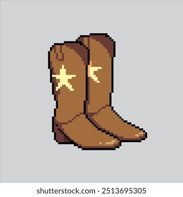 Pixel art illustration Cowboy Boots. Pixelated Leather Boots. Leather Cowboy Boots pixelated for the pixel art game and icon for website and video game. old school retro.