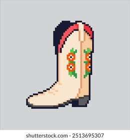 Pixel art illustration Cowboy Boots. Pixelated Leather Boots. Leather Cowboy Boots pixelated for the pixel art game and icon for website and video game. old school retro.