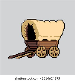 Ilustração de arte pixel Cowboy Caravan. Carro De Vagão Pixelizado. Cowboy Caravan Wagon pixelated para o jogo de arte de pixel e ícone para site e vídeo game.