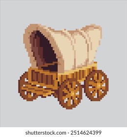 Ilustração de arte pixel Cowboy Caravan. Carro De Vagão Pixelizado. Cowboy Caravan Wagon pixelated para o jogo de arte de pixel e ícone para site e vídeo game.