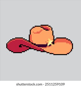 Pixel art illustration Cowboy Hat. Pixelated Hat. Cowboy Hat pixelated for the pixel art game and icon for website and video game. old school retro.