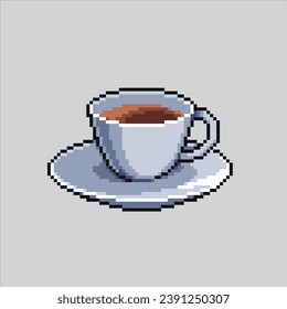 Pixel art illustration cup of coffee. Pixelated coffee. a cup of coffee
pixelated for the pixel art game and icon for website and video game. old school retro.