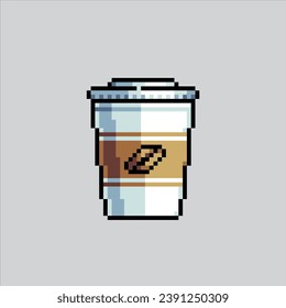 Pixel art illustration cup of coffee. Pixelated coffee. a cup of coffee
pixelated for the pixel art game and icon for website and video game. old school retro.