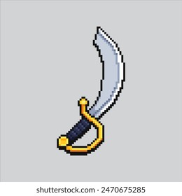 Pixel art illustration Cutlass. Pixelated pirate sword. Cutlass pirate sword pixelated for the pixel art game and icon for website and video game. old school retro.