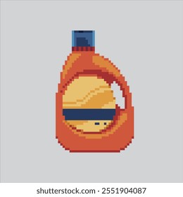 Ilustración de arte de píxeles Botella de detergente. Detergente de lavandería pixelado. Botella de detergente de lavandería pixelada para el juego de arte de píxeles e ícono para el Sitio web Video y el juego.