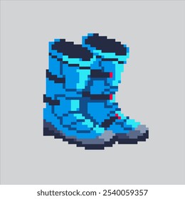 Pixel art illustration Dirt Bike Boots. Pixelated Motocross Boots. Dirt Bike Motocross Boots Icon pixelated for the pixel art game and icon for website and video game. old school retro.
