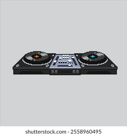 Pixel art illustration DJ Mixer. Pixelated Turntables Controller. DJ Mixer Turntables Controller icon pixelated for the pixel art game and icon for website and video game. old school retro.