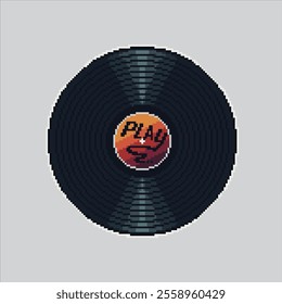 Pixel art illustration DJ Music Vinyl. Pixelated Plate Record. DJ Vinyl Plate Record icon pixelated for the pixel art game and icon for website and video game. old school retro.