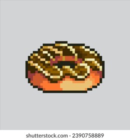 Pixel art illustration Donut. Pixelated Donut. Donut pixelated for
the pixel art game and icon for website and video game. old school retro.
