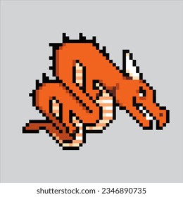 Pixel art illustration Dragon. Pixelated Dragon. Dragon myth reptile animal icon pixelated for the pixel art game and icon for website and video game. old school retro.