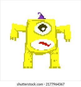 pixel art illustration draw artwork design character bit icon symbol set of alien monster video game