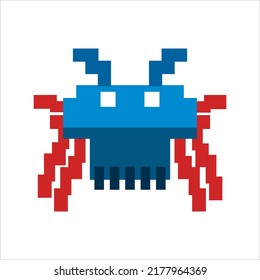 pixel art illustration draw artwork design character bit icon symbol set of alien monster video game
