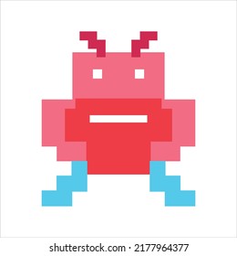 pixel art illustration draw artwork design character bit icon symbol set of alien monster video game