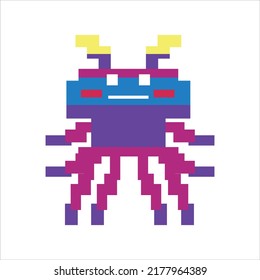 pixel art illustration draw artwork design character bit icon symbol set of alien monster video game