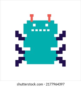 pixel art illustration draw artwork design character bit icon symbol set of alien monster video game