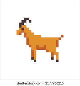 pixel art illustration draw artwork character icon symbol of goat animal