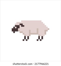 pixel art illustration draw artwork character icon symbol of sheep animal
