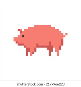 pixel art illustration draw artwork character icon symbol of pig animal