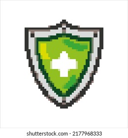 pixel art illustration draw artwork bit design character icon symbol of shield health video game