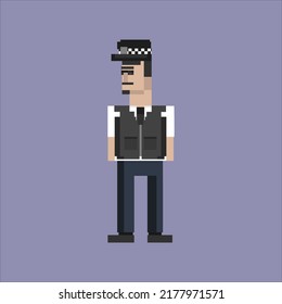 ilustración de píxeles dibujar diseño de bits de arte símbolo de icono conjunto de símbolos de policía de seguridad personal