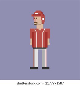 ilustración de píxeles dibujar diseño de bits de arte símbolo de icono profesión de atleta de béisbol