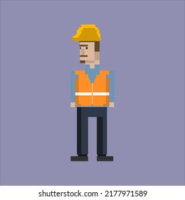 pixel art illustration draw artwork bit design character icon symbol person profession of construction laborers