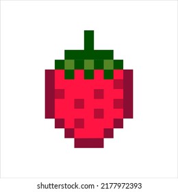 ilustración de píxeles dibujar diseño de bits de arte símbolo de icono frutos de fresa