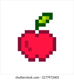 pixel art illustration draw artwork character icon symbol of apple fruits