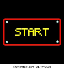 pixel art illustration draw artwork bit design character icon symbol video game of start letter button
