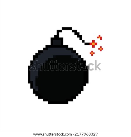 pixel art illustration draw artwork bit design character icon symbol set of bomb tnt boom