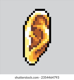 Ilustración de arte de Pixel Oro. Oído Pixelado. Icono de oído pixelado
para el juego de arte píxel e icono para el sitio web y el juego de vídeo. retro de la vieja escuela.