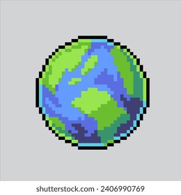 Ilustración de arte de Pixel Planeta Tierra. Tierra Pixelada. Planeta Tierra
pixelado para el juego de arte píxel e icono para el sitio web y el videojuego. escuela antigua