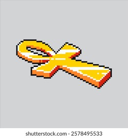 Pixel art illustration Egypt Ankh. Pixelated Ankh Cross Symbol. Egypt Ankh Cross Symbol Icon pixelated for the pixel art game and icon for website and video game. old school retro.