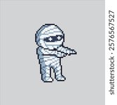 Pixel art illustration Egypt Mummy. Pixelated Pyramid Mummy. Egypt Pyramid Mummy Icon pixelated for the pixel art game and icon for website and video game. old school retro.