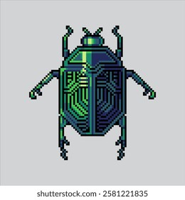 Pixel art illustration Egyptian Beetle. Pixelated Scarab Insect. Egyptian Beetle Insect Icon pixelated for the pixel art game and icon for website and video game. old school retro.