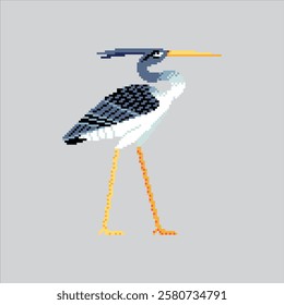 Pixel art illustration Egyptian Bennu. Pixelated Bennu Heron. Egyptian Bennu Heron Bird Icon pixelated for the pixel art game and icon for website and video game. old school retro.