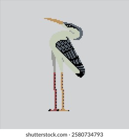 Pixel art illustration Egyptian Bennu. Pixelated Bennu Heron. Egyptian Bennu Heron Bird Icon pixelated for the pixel art game and icon for website and video game. old school retro.