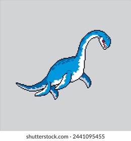 Pixel art illustration Elasmosaurus. Pixelated Elasmosaurus. Elasmosaurus Dinosaur pixelated for the pixel art game and icon for website and video game. old school retro.