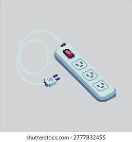 Pixel art illustration Electric Power. Pixelated Power Strip. Electric Power Socket Strip Icon pixelated for the pixel art game and icon for website and video game. old school retro.