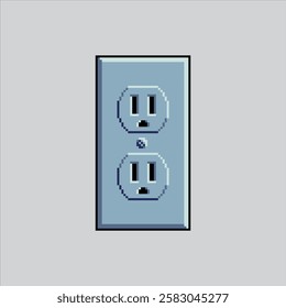 Pixel art illustration Electric Socket. Pixelated Electric Plug. Electric Socket Plug Icon pixelated for the pixel art game and icon for website and video game. old school retro.