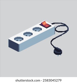 Pixel art illustration Electric Socket. Pixelated Electric Plug. Electric Socket Plug Icon pixelated for the pixel art game and icon for website and video game. old school retro.