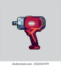 Pixel art illustration Electric Wrench. Pixelated Impact Wrench. Electric Impact Wrench pixelated for the pixel art game and icon for website and video game. old school retro.