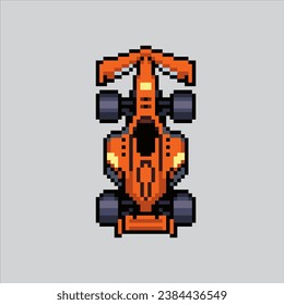 Ilustración de arte de Pixel F1 Car. Carro Pixelated Race F1. F1 Vehículo de Carrera de Coche pixelado para el juego de arte píxel e icono para el sitio web y el videojuego. retro de la vieja escuela.