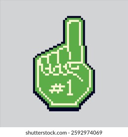 Pixel art illustration Fan Finger. Pixelated Hand Cheer. Fan Finger Hand Cheer Icon pixelated for the pixel art game and icon for website and video game. old school retro.