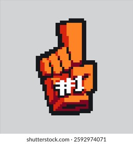 Pixel art illustration Fan Finger. Pixelated Hand Cheer. Fan Finger Hand Cheer Icon pixelated for the pixel art game and icon for website and video game. old school retro.