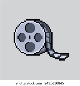 Pixel ilustración de arte Film Roll. Carrete de película pixelado. Rollo de película o carrete pixelado
para el juego pixel art y el icono para el sitio web y el videojuego.