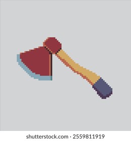 Pixel art illustration Firefighter Axe. Pixelated Red Axe. Firefighter Red Axe icon pixelated for the pixel art game and icon for website and video game. old school retro.