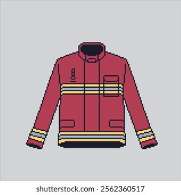 Pixel art illustration Firefighter Uniform. Pixelated Fireman Uniform. Firefighter Fireman Uniform icon pixelated for the pixel art game and icon for website and video game. old school retro.